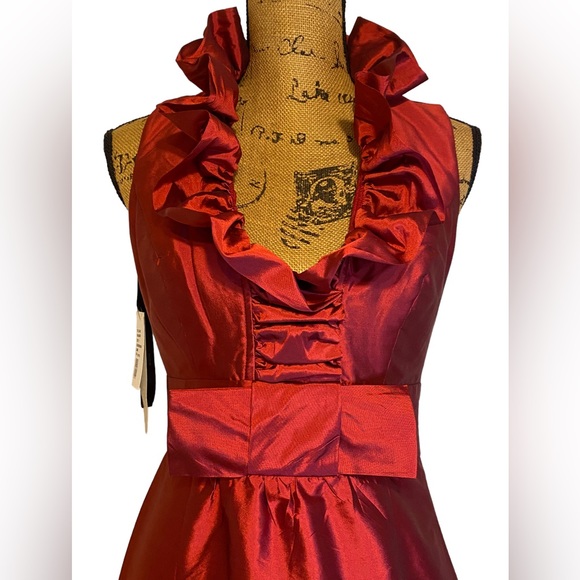 Alfred Sung Garnet Ruffle Halter Neck Sleeveless Midi Cocktail Dress women’s SZ4 - Picture 6 of 13